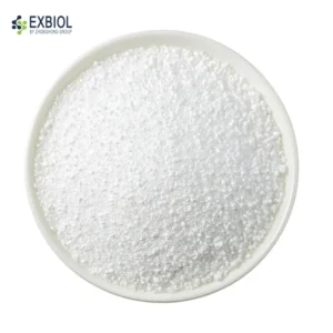 Bulk S-Equol 99% chiral pure crystalline powder in industrial 25kg packaging, Exbiol bio-fermentation facility.