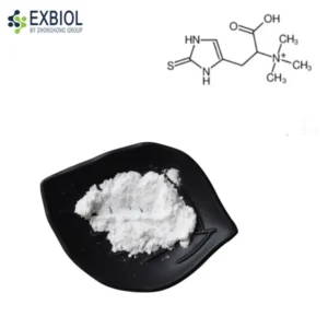 Industrial bulk supply of L-Ergothioneine 99% pure white crystalline powder in 25kg fiber drum, Exbiol factory production.