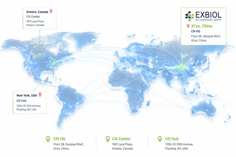 EXBIOL Global Hubs Map